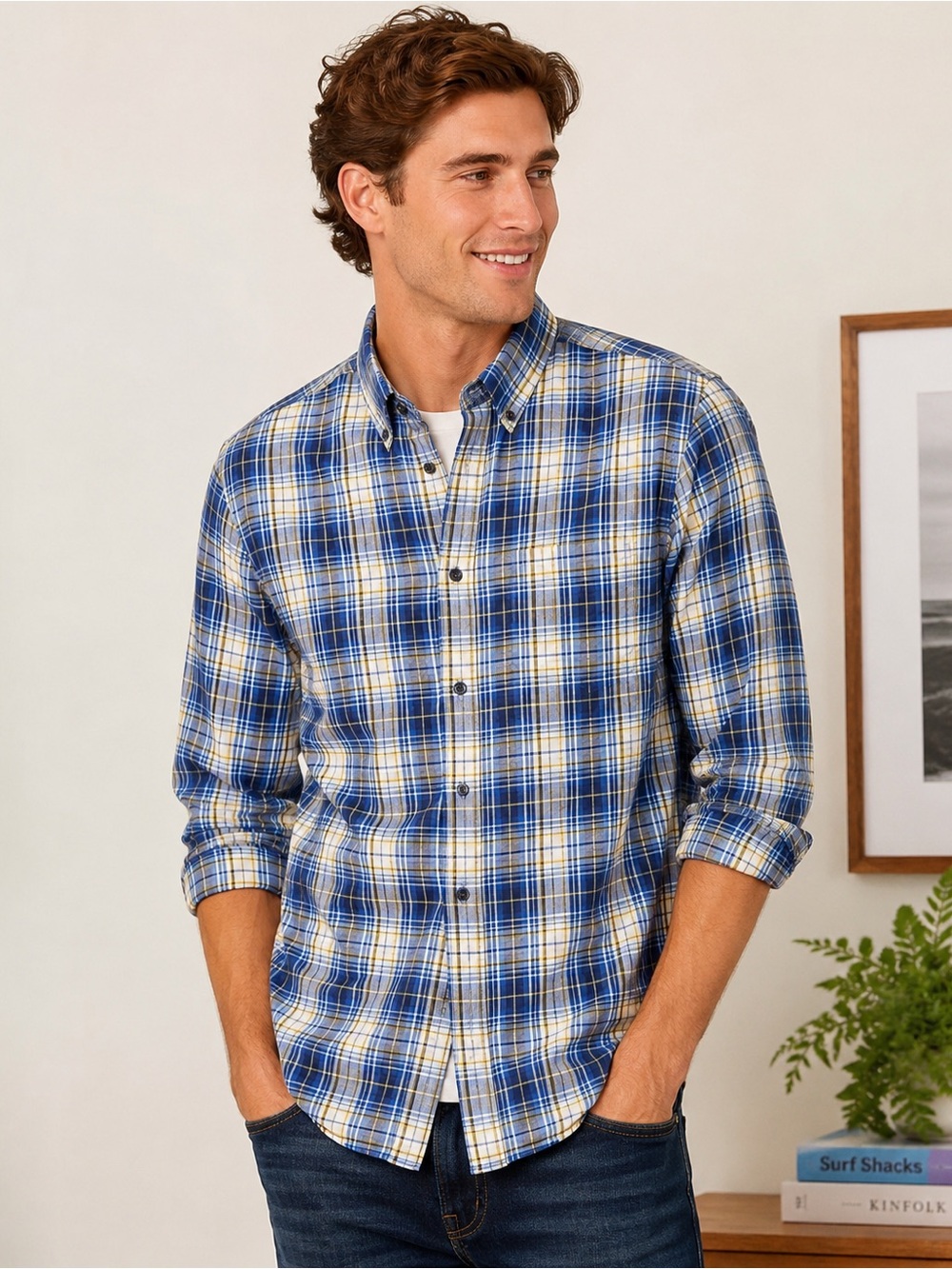 American Eagle Heritage Americana Normcore Plaid Cotton Button Down Shirt XS